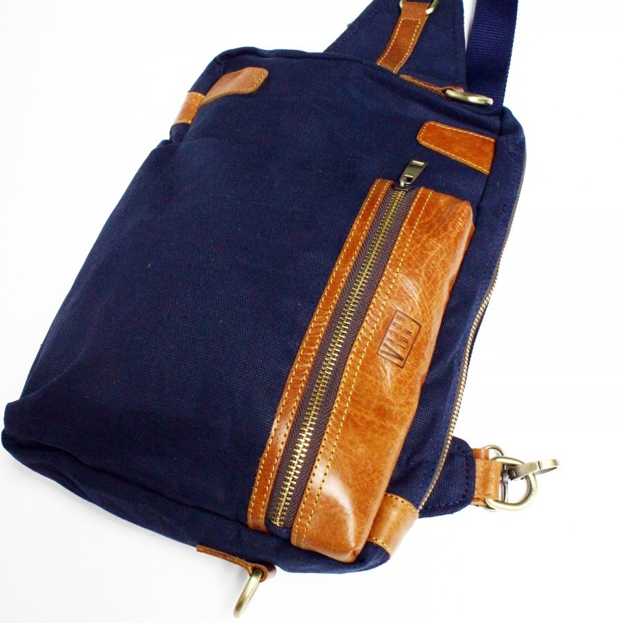 Holarocka Apollo 05 Sling Bag - Canvas x Brown Aniline Pull Up Leather