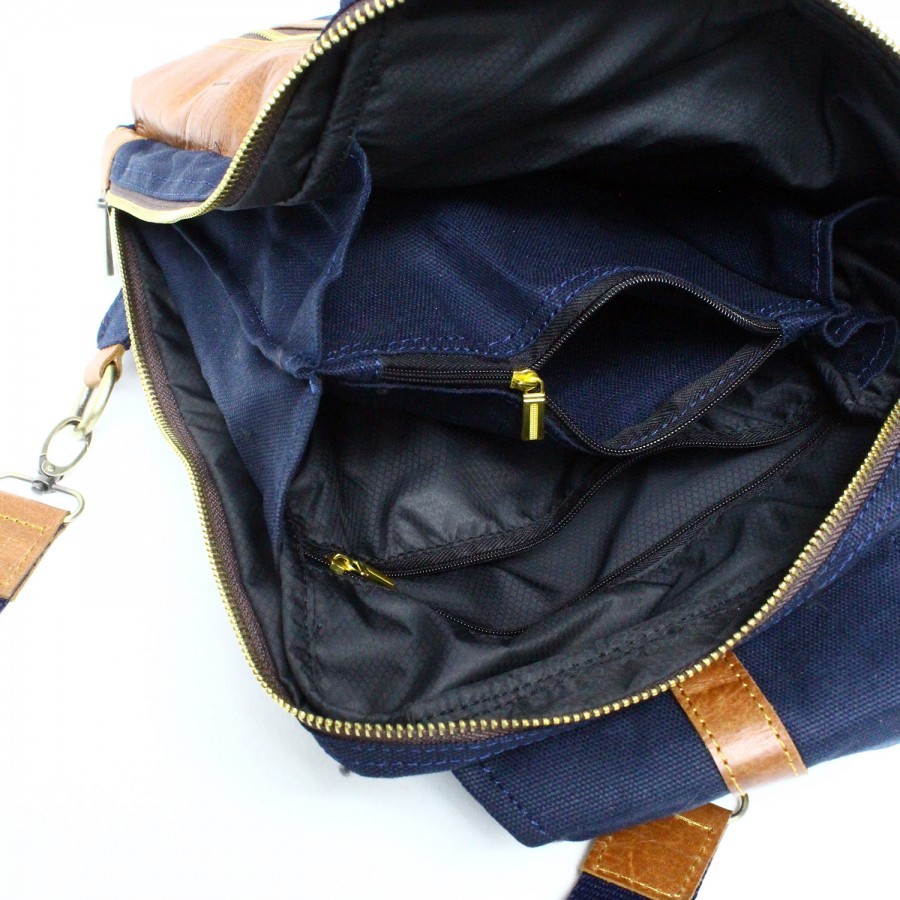 Holarocka Apollo 05 Sling Bag - Canvas x Brown Aniline Pull Up Leather