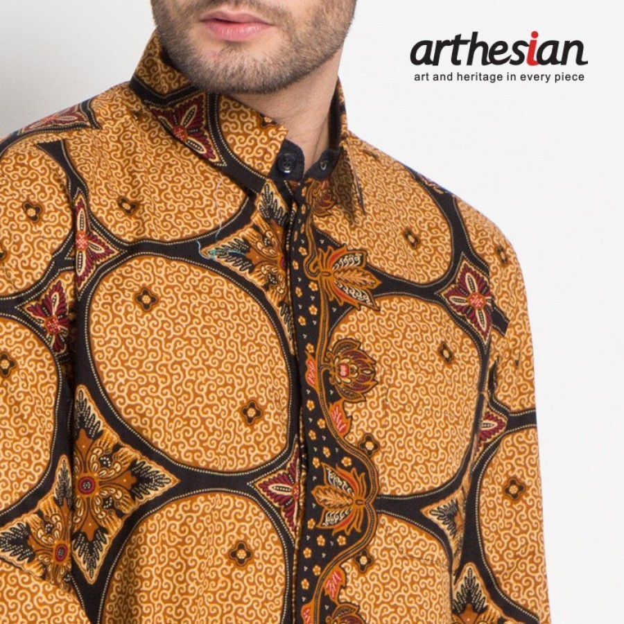 [Arthesian] Kemeja Batik Pria - Kawung Circlet Batik Printing
