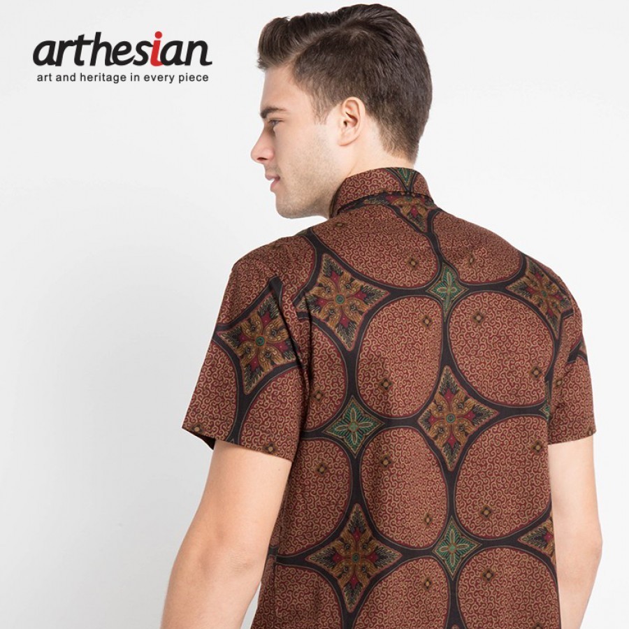 [Arthesian] Kemeja Batik Pria - Kawung Whorl Batik Printing