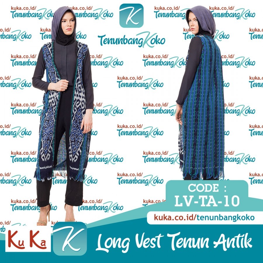 Long Vest Tenun III Outer outwear cardi cardigan etnik  