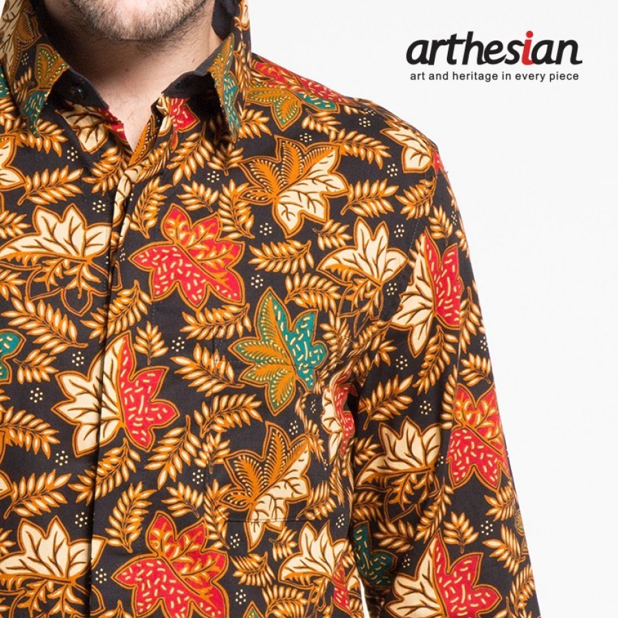 [Arthesian] Kemeja Batik Pria - Leaves Star Fruit Batik Printing