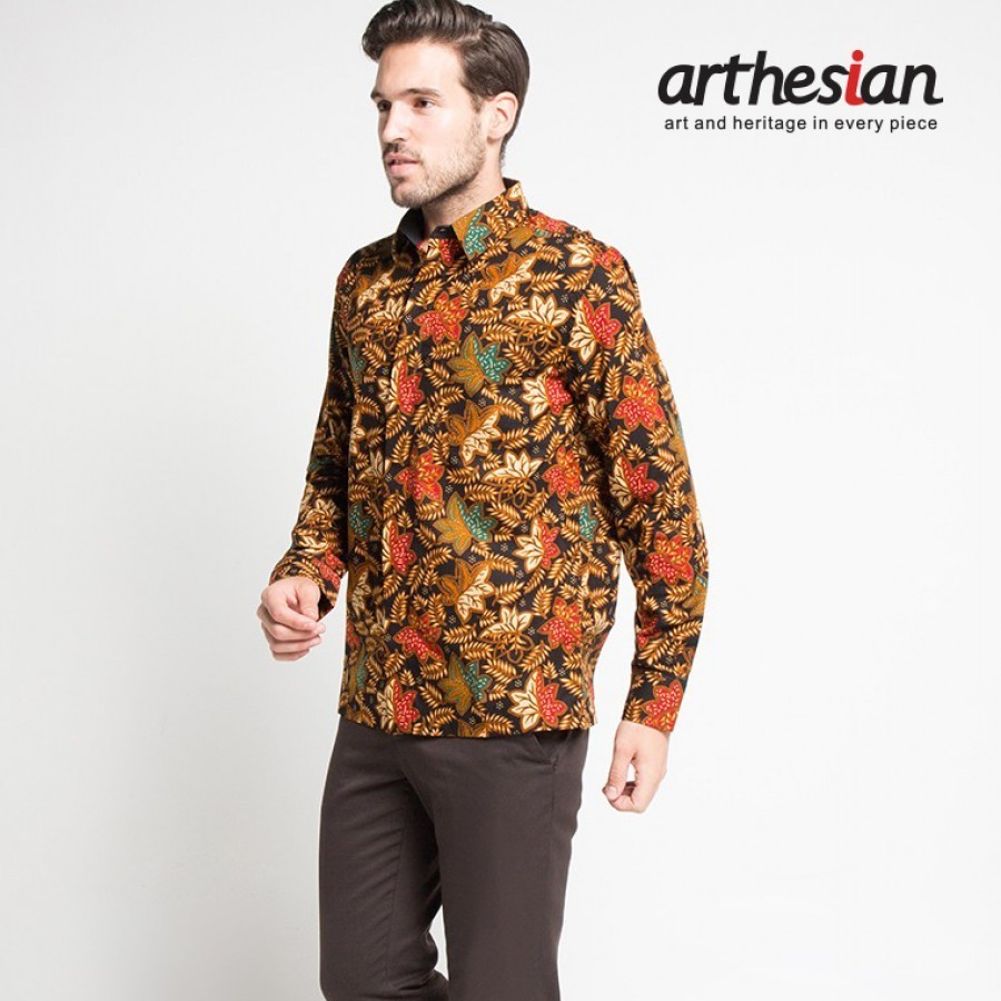 [Arthesian] Kemeja Batik Pria - Leaves Star Fruit Batik Printing