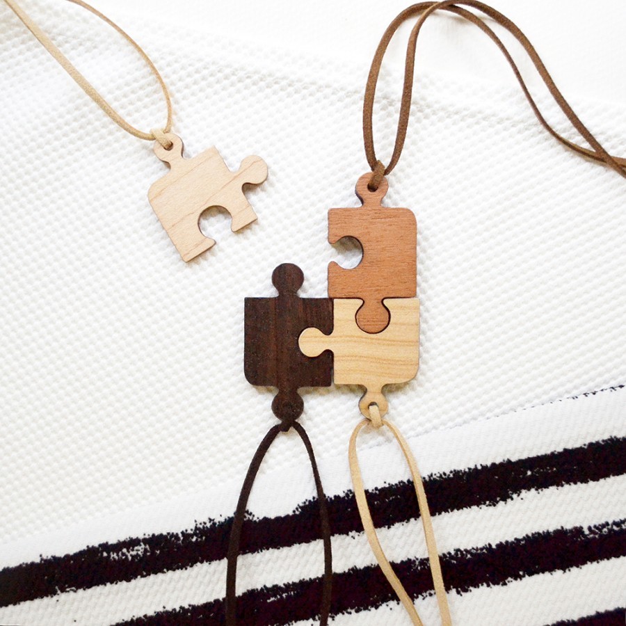 Puzzle Wooden Necklace (4 in 1)