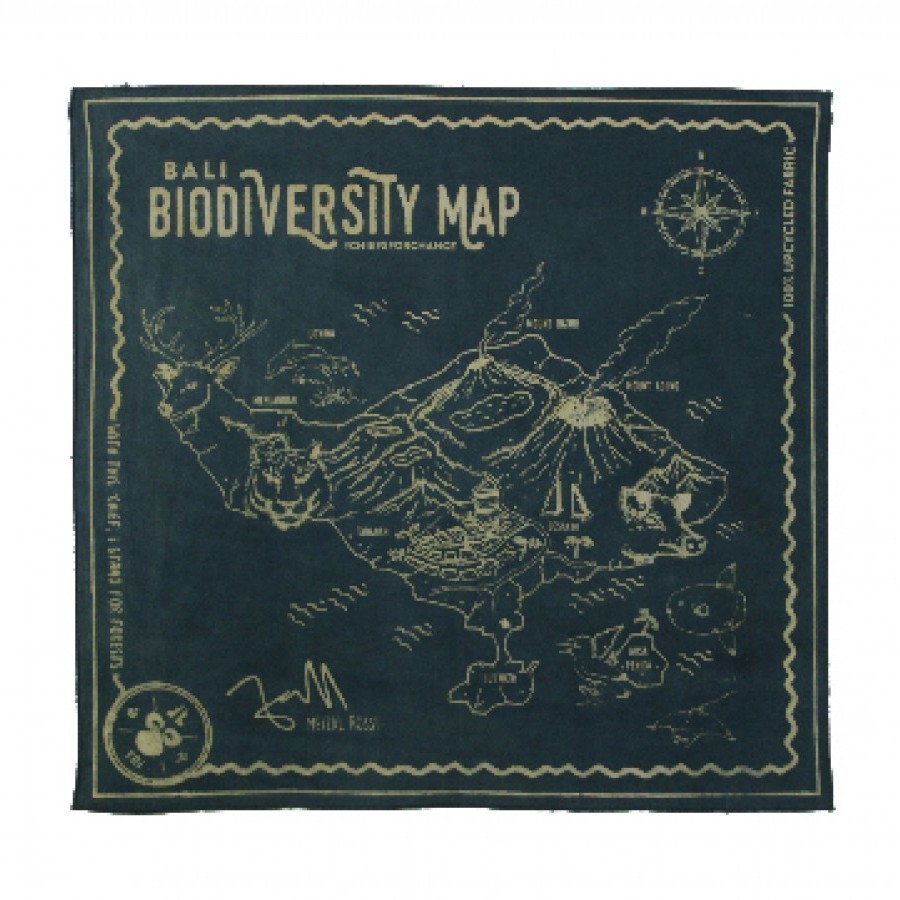 Sapu Tangan/Slayer/Bandana/Handkerchief Biodiversity Map Bali Daur Ulang untuk Hutan Warna Alami