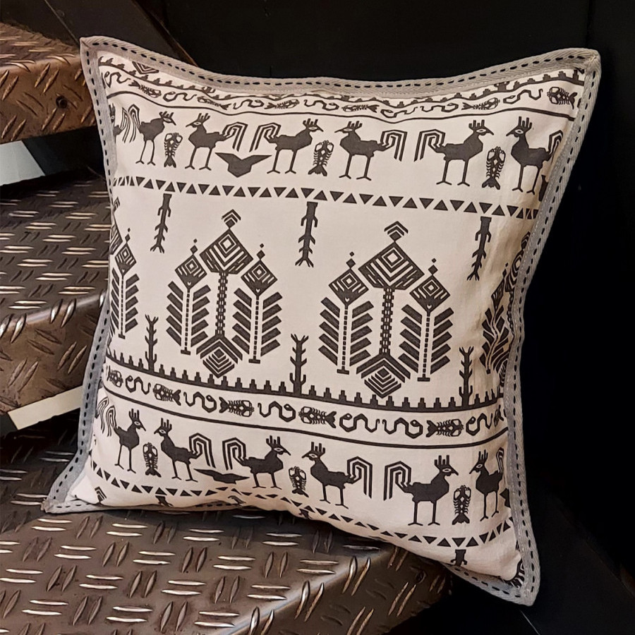 Cushion Cover Sumba Stitched - Gray