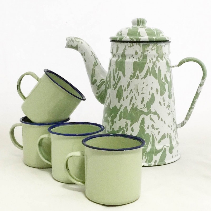 set ngeteh berempat teko tinggi 2cangkir 7cm enamel set ngeteh berempat teko tinggi 2cangkir 7cm enamel