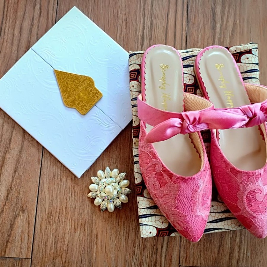 Flat Shoes Pink Brokat