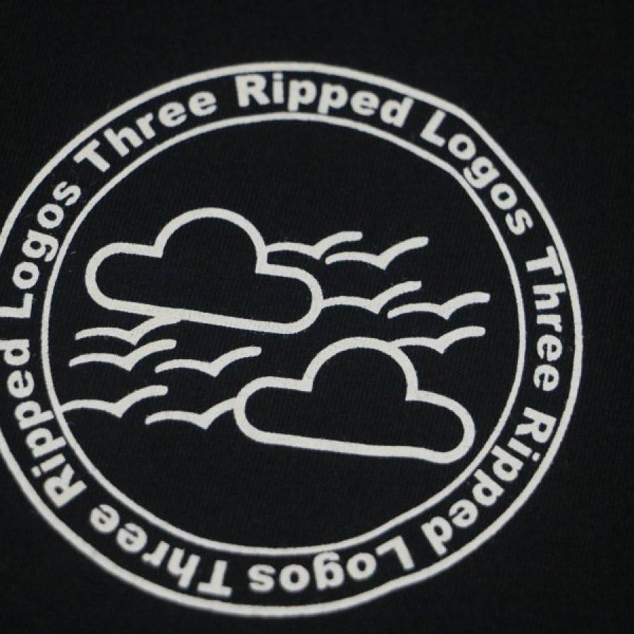 Three Ripped Logos Tees Black Bird 01