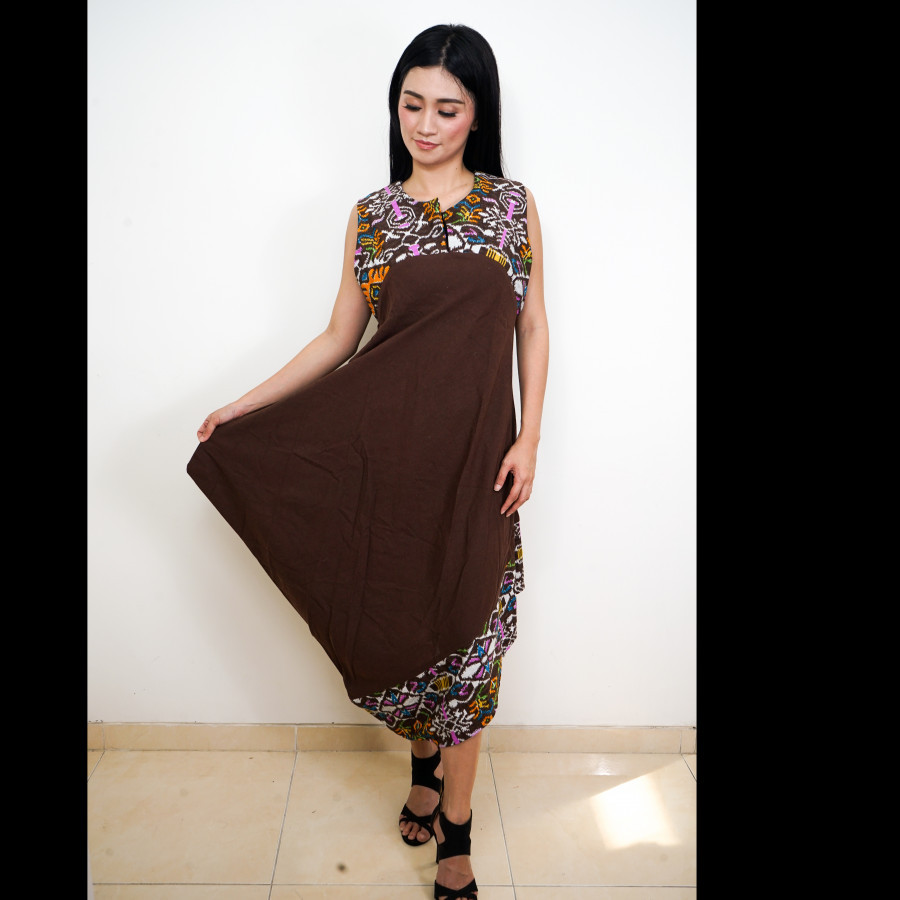 GESYAL Dress  Maxi Dress Dress Tanpa Lengan Dress Kondangan Dress Midi Batik Wanita Dress Linen