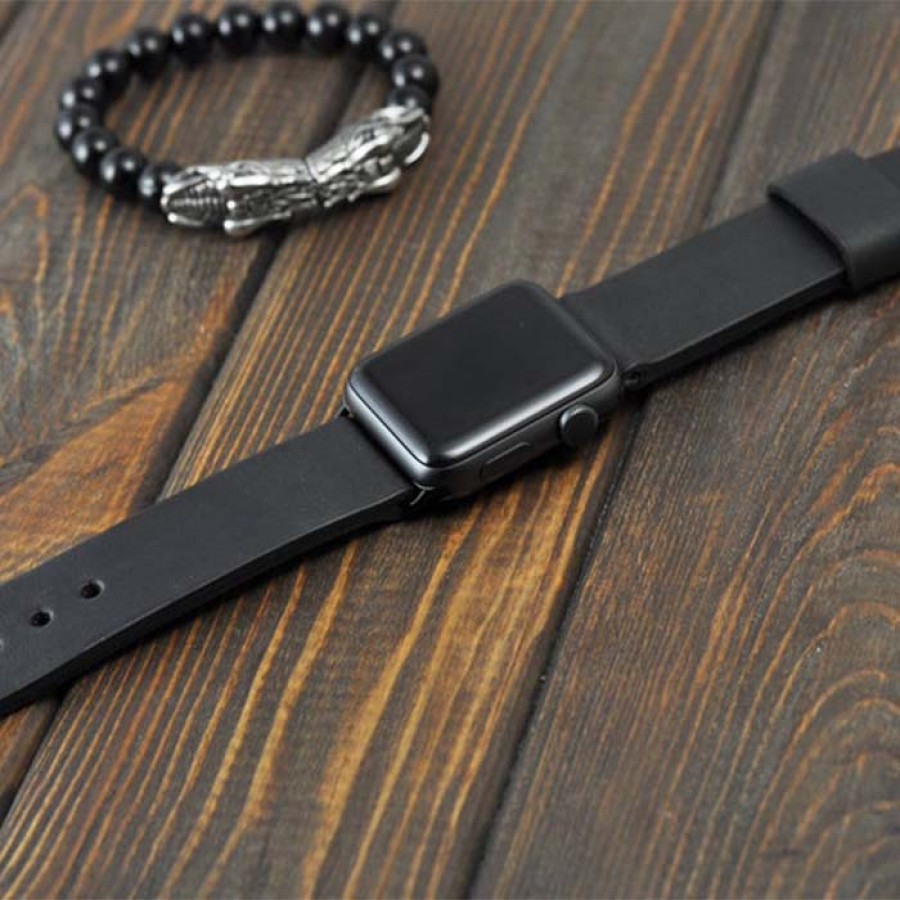 Apple Watch Strap Kulit Asli 38 40 42 44 MM Warna Hitam Garansi 1 Tahun - Smartwatch