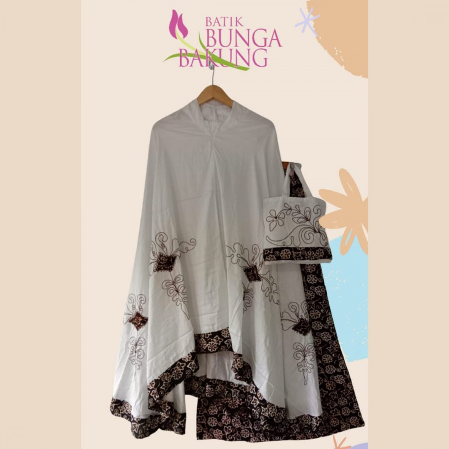Mukena Batik Rayon Bordir Putih 01