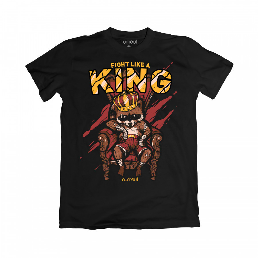 Numeulli Fight Like a King T-Shirt Black Cotton Combed 30s
