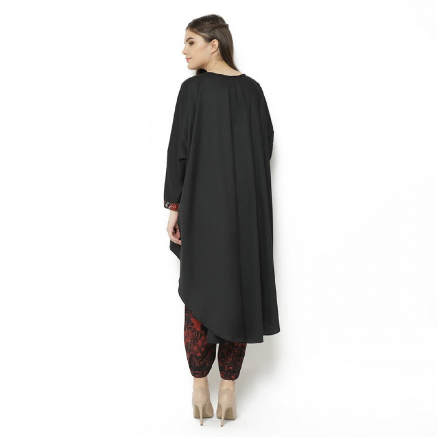 GESYAL Blouse Kimono Dress Polos Variasi Batik Atasan Blouse Dress Wanita - Hitam