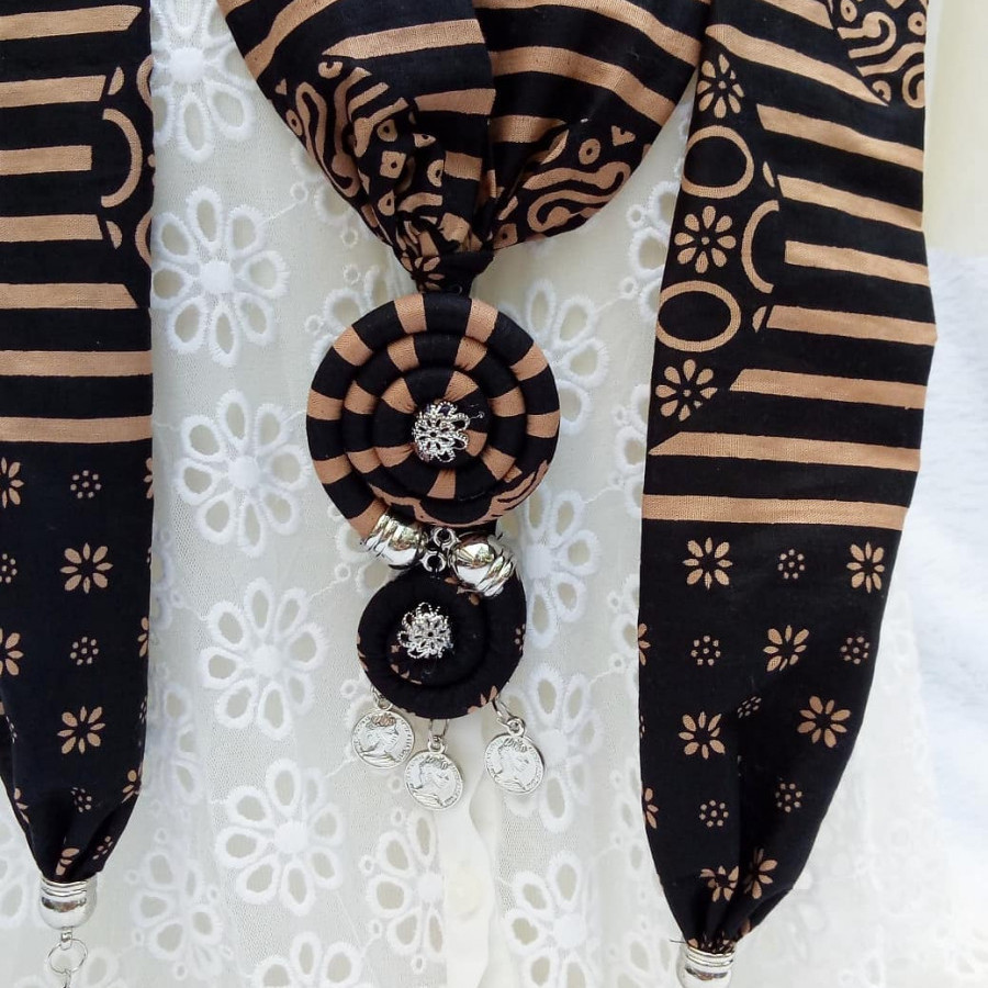 Kalung batik scarf CIRCULAR hitam