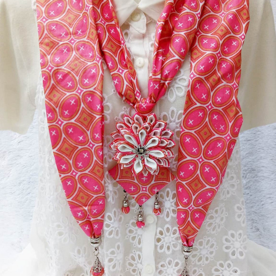 Kalung batik scarf LOTUS pink
