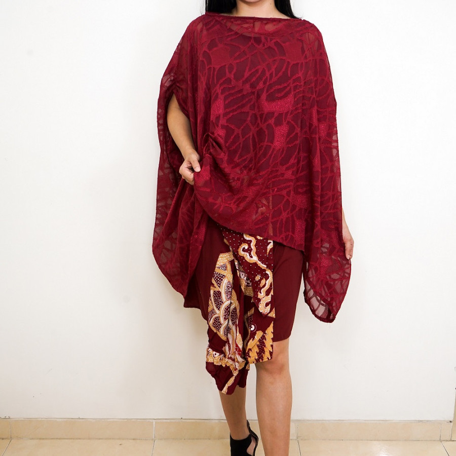 GESYAL Setelan Batik Wanita Dress Batik Modern Dress Pesta Baju Kondangan Terusan Dress Midi Pesta