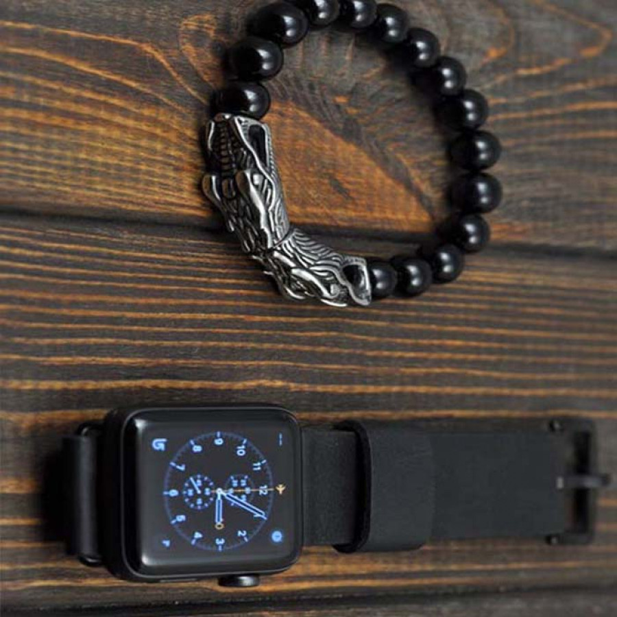 Apple Watch Strap Kulit Asli 38 40 42 44 MM Warna Hitam Garansi 1 Tahun - Smartwatch