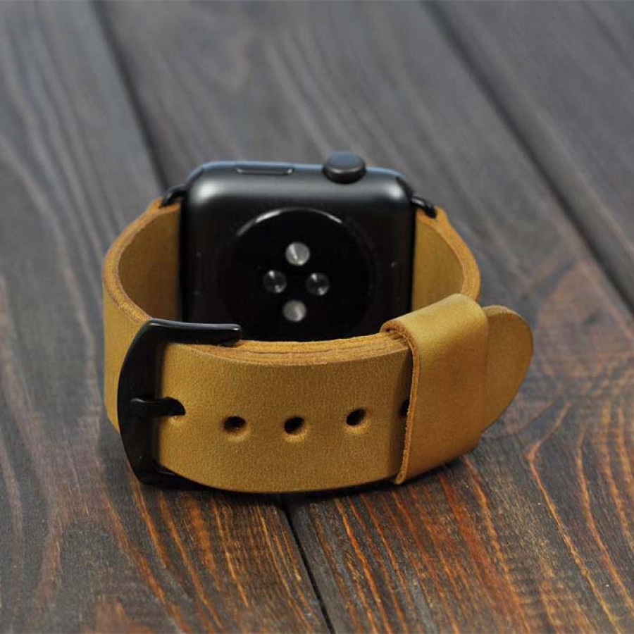 Apple Watch Strap Kulit Asli 38 40 42 44 MM Warna Coklat Tan Garansi 1 Tahun - Smartwatch