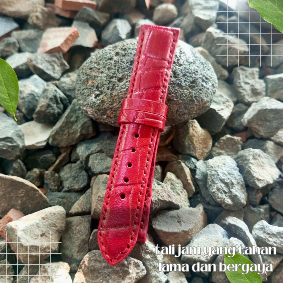 Strap Tali Jam Tangan Kulit Asli Sapi Motif Warna Merah- Nyaman dan Tahan Lama - Garansi 1 Tahun