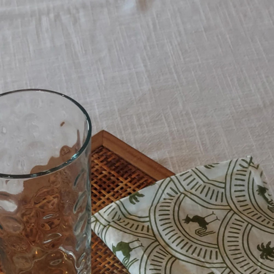 Tableclotch Slub Green Stitch Yamazaki - White