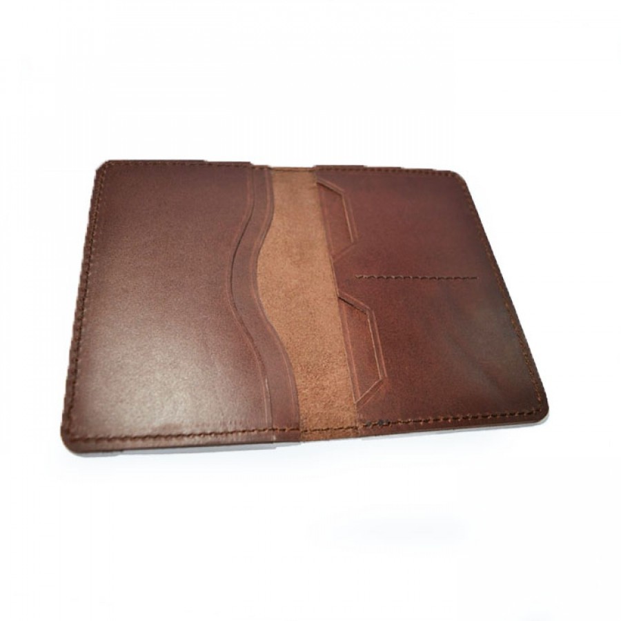 Dompet Passport simpel kulit sapi asli warna coklat (Passport Cover)