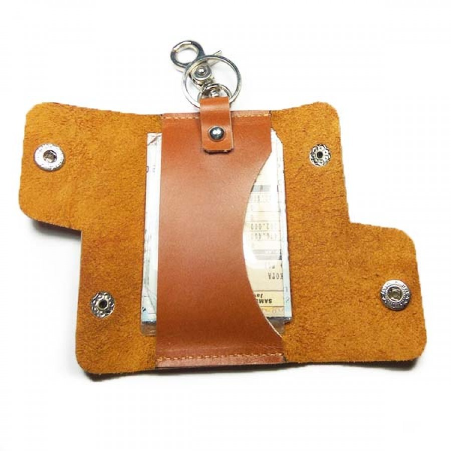 dompet stnk kulit asli sapi handmade warna coklat tan model lipat tiga