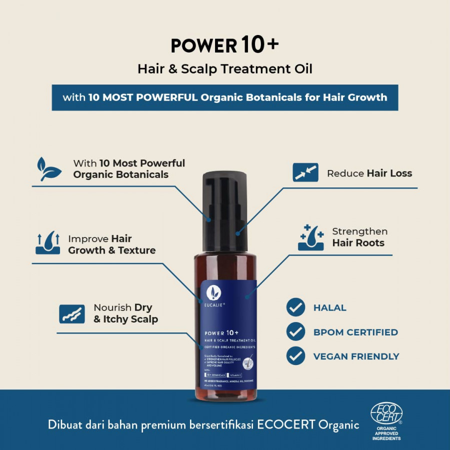 Eucalie Organic Hair & Scalp Treatment Oil – Power 10+ (RESTORE)