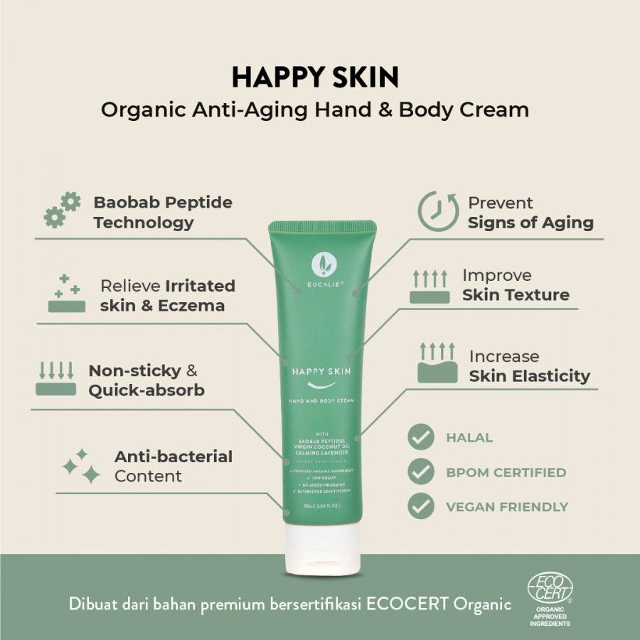 Eucalie Organic Anti-Aging Hand & Body Lotion - Happy Skin
