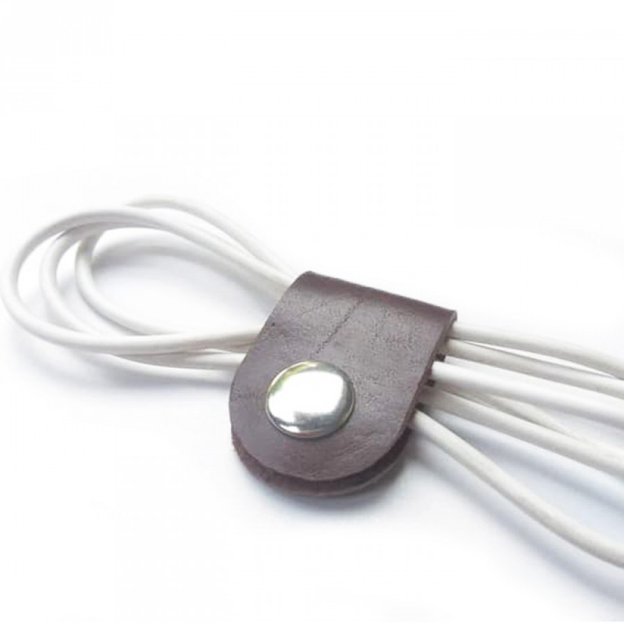 klip kabel kulit asli - leather cable clips - leather cable organize warna coklat