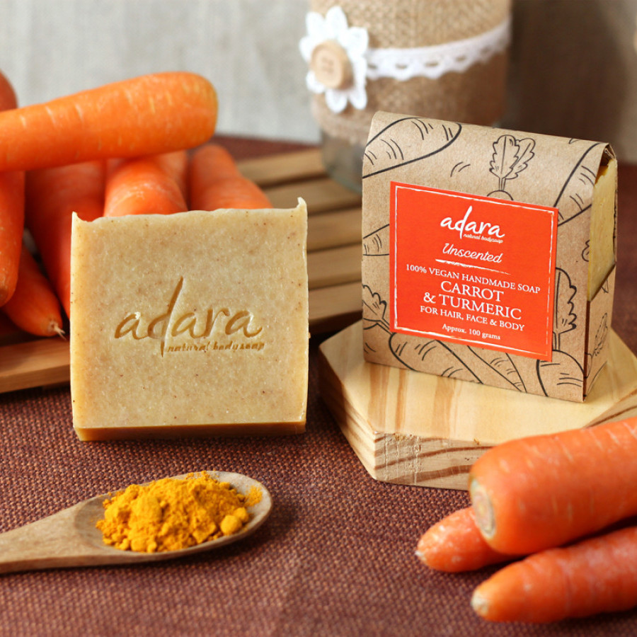 Adara Organic Handmade Carrot & Turmeric Soap - Unscented  2 Ulasan 100%  Transaksi Sukses Dari  4  Transaksi
