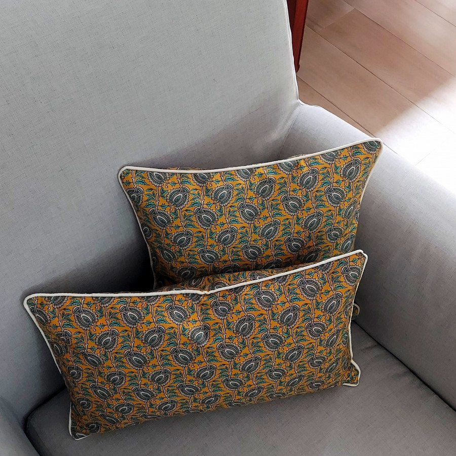 Cushion Cover Paisley Floral - Yellow