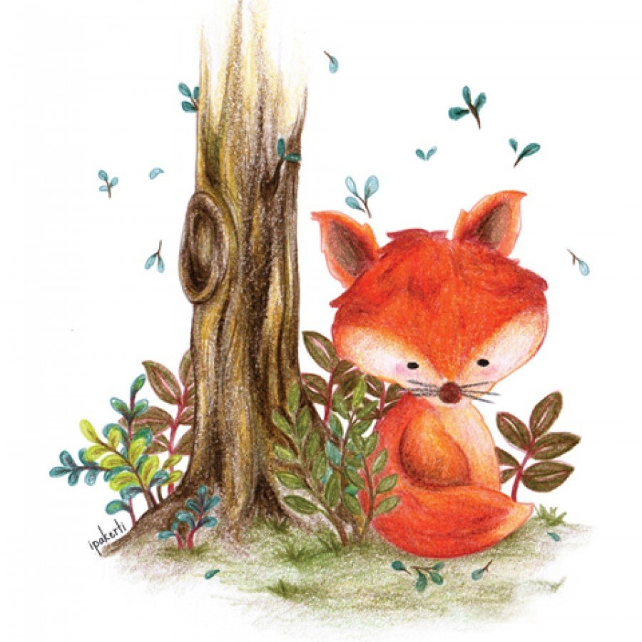 Little Foxy Postcard/ Kartu Pos ilustrasi