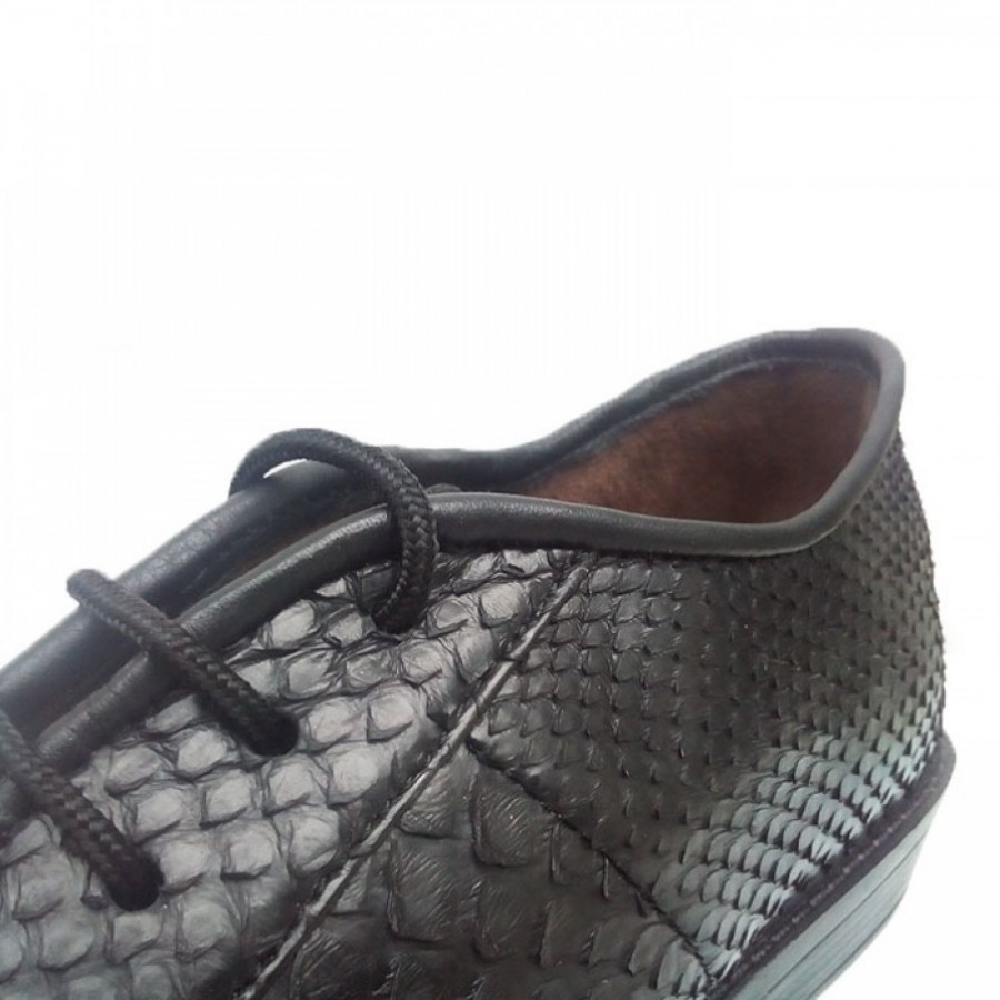Sepatu Pria Kulit Asli Ular Phyton Warna Hitam Model Pantofel Size 42