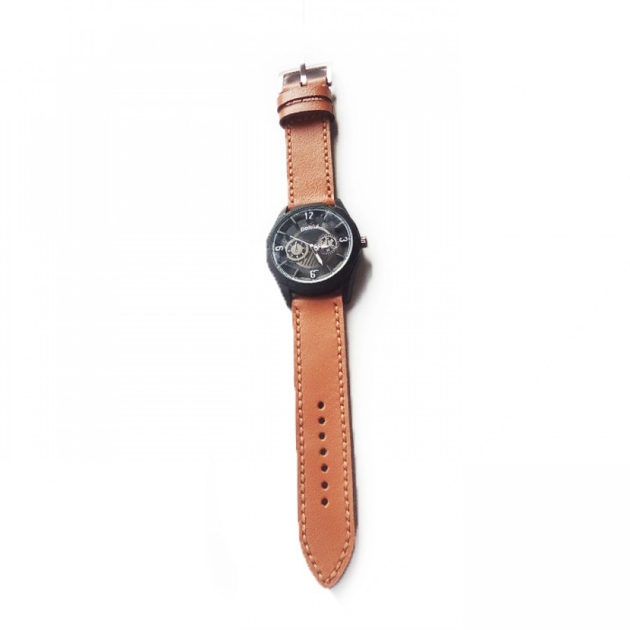 Tali jam tangan kulit asli sapi warna tan size 24 mm tanpa buckle