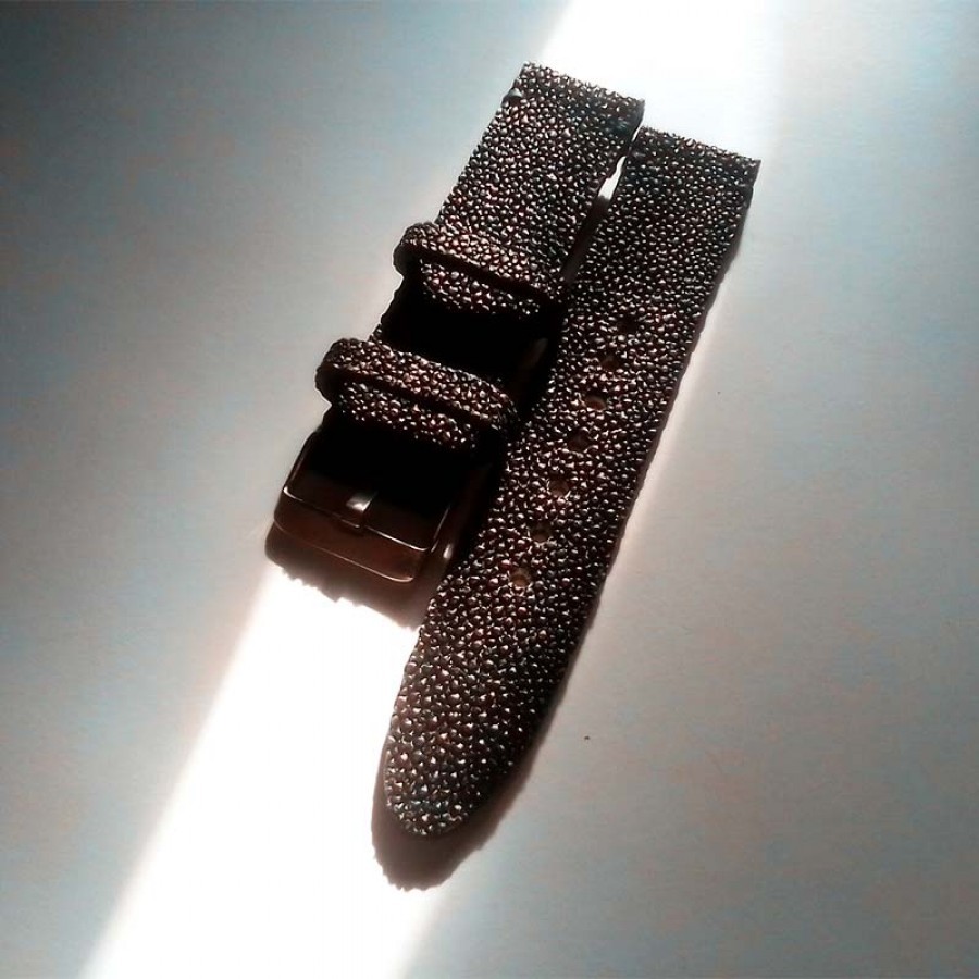 Tali jam tangan kulit asli ikan pari warna hitam size 22 mm