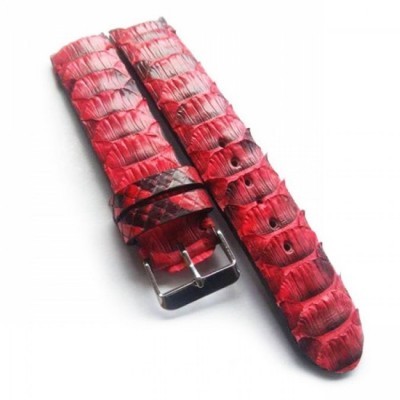 tali-jam-tangan-kulit-asli-ular-phyton-warna-merah-ukuran-22-mm-leather-strap.-strap-watch.-tali-jam-kulit-