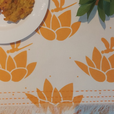 tablecloth-cotton-lotus-orange-taplak-meja