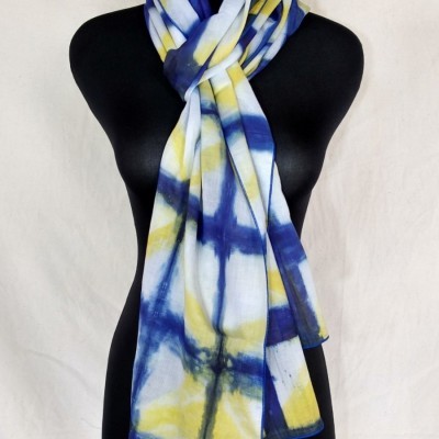 scarf-voal-shibori-biru-kuning