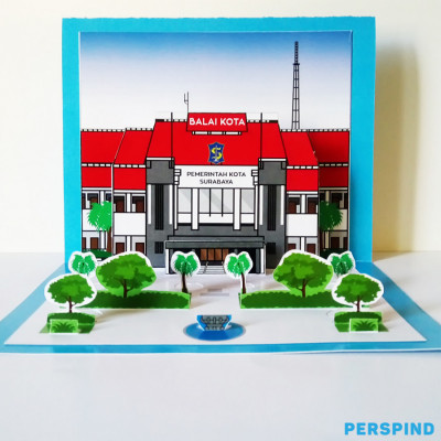 pop-up-3d-postcard-gedung-balai-kota-surabaya